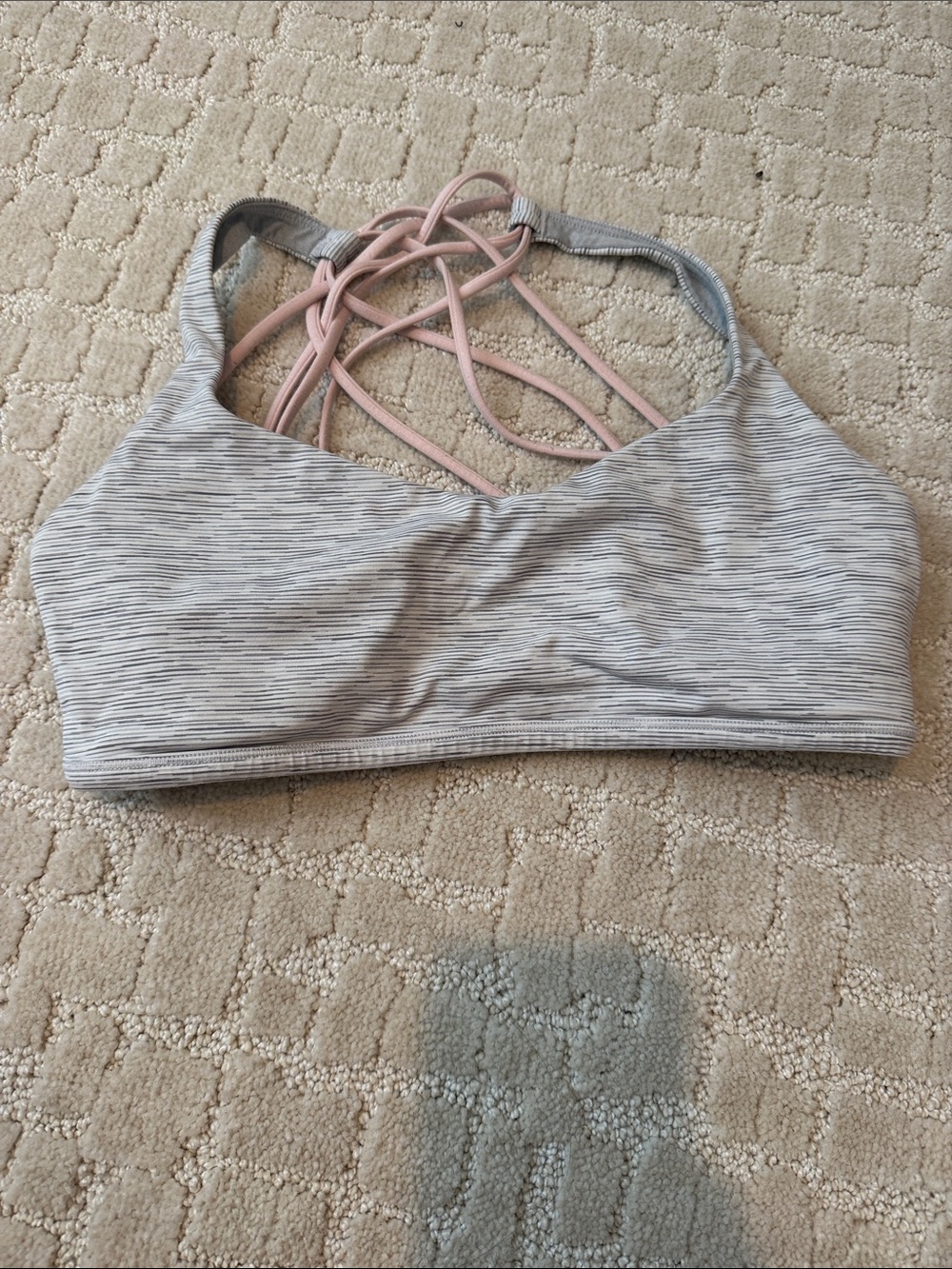 lululemon athletica Light Gray Sports Bra with Pink Strappy Back